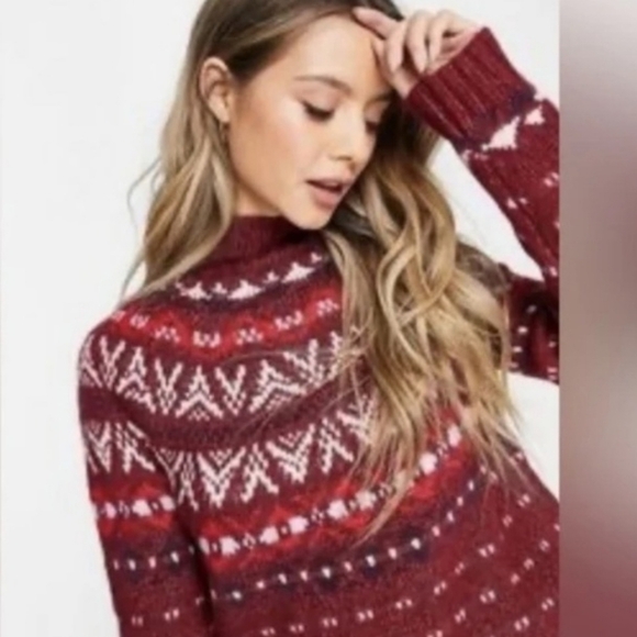 American Eagle Fairisle Sweater   Cabincore Comfy Eclectic Grandpa Scandi Girl S - Picture 1 of 8